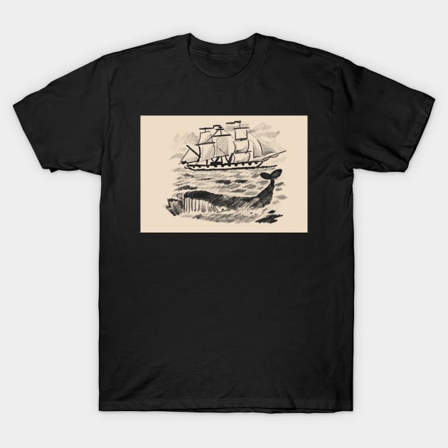 Whale & Ship Sketch - Over The Garden Wall T-Shirt by JuneNostalgia